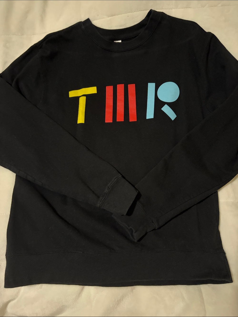 Third Man Records Black Graphic Crewneck Sweater with Multicolor Print